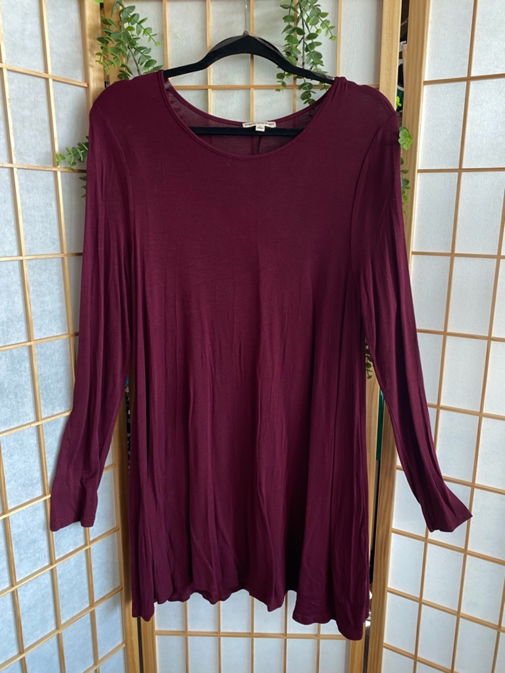Zenana Outfitters Long Sleeve Scoop Neck Tunic - Wine
